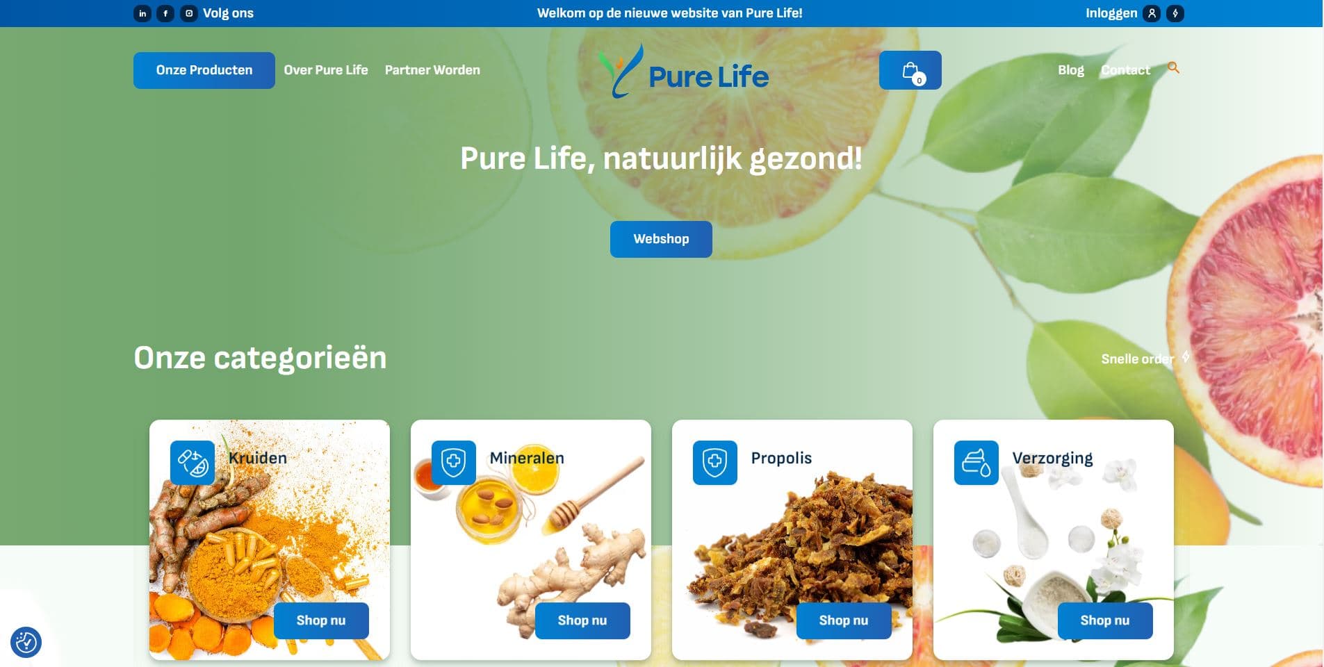 Purelife Homepage